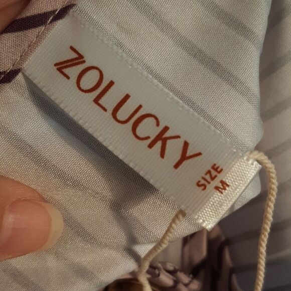 Zolucky Mauve and Eggplant Striped Lightweight Dress with Pockets - Picture 5 of 9